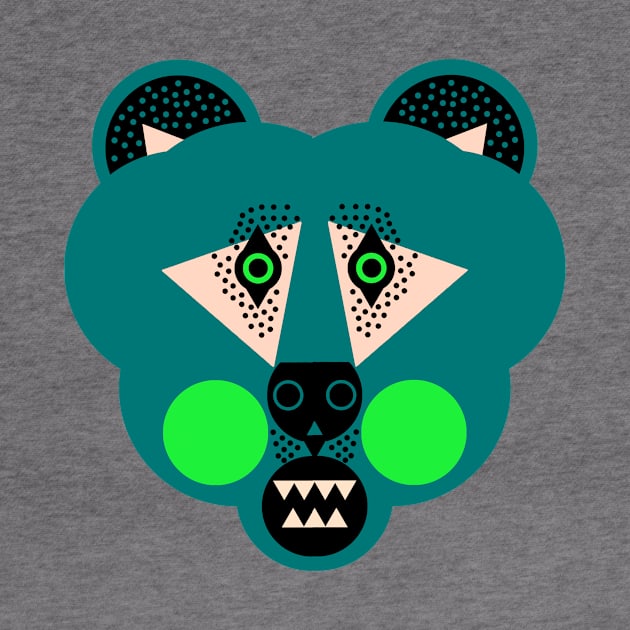 Grizzly Bear Face, Dark Green by AnimalMagic